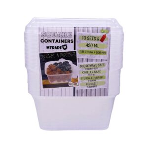 Disposable 420ml Square Plastic Food Container with Lid