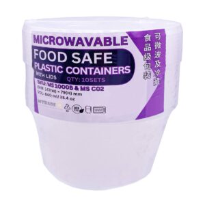 Disposable 840ml Round Plastic Food Container with Lid
