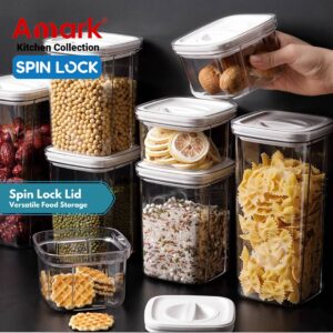 Amark Spin Lock Airtight Food Storage Container 1.1L (White)