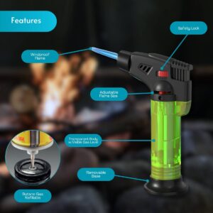 Amark Windproof Torch Lighter with Base (Green)