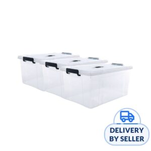 [Set of 3] HOUZE - 'HANDY' Handheld 63L Storage Box (Clear)