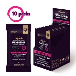 natural & organic Portable Feminine Flushable Wipes 10 packs