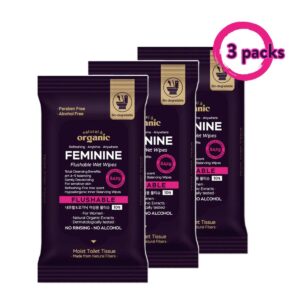natural & organic Portable Feminine Flushable Wipes 3 packs
