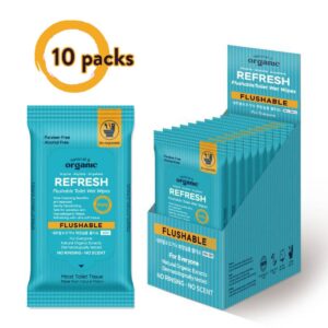 natural & organic Portable Refresh Flushable Wipes 10 packs