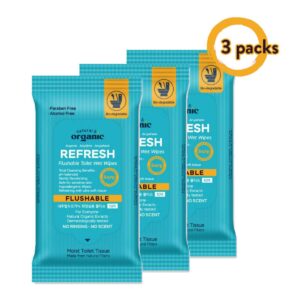 natural & organic Portable Refresh Flushable Wipes 3 packs