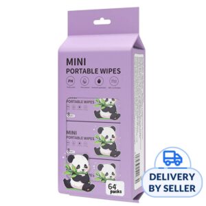 Mini Portable Wet Wipes (Panda) - Purple