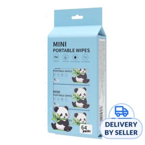 Mini Portable Wet Wipes (Panda) -  Light Blue