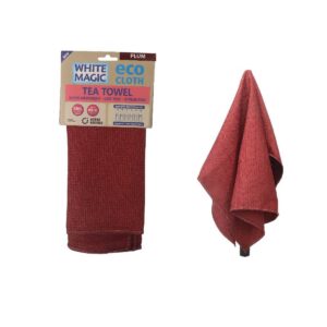 White Magic Eco Cloth Anti-Bacterial Tea Towel- Plum