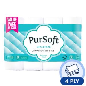 Pursoft 100% Virgin Pulp Unscented Bathroom Tissue - 4Ply