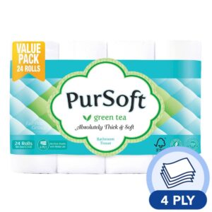 PurSoft Bathroom Tissue Roll - Green Tea (4 ply)
