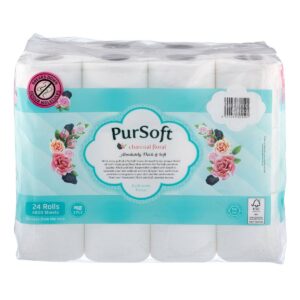 Pursoft Bathroom Tissue Pulp Charcoal Floral (3 ply)