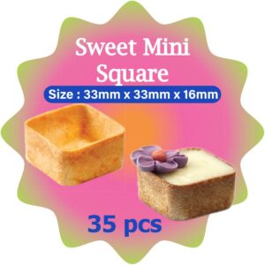 Sweet Mini Square Pastry Tart Shell Tray - 35pc (33x33x16mm)