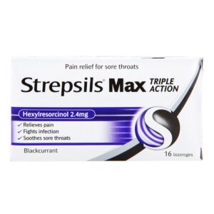 Strepsils Lozenges Box - Max Triple Action (Blackcurrant)