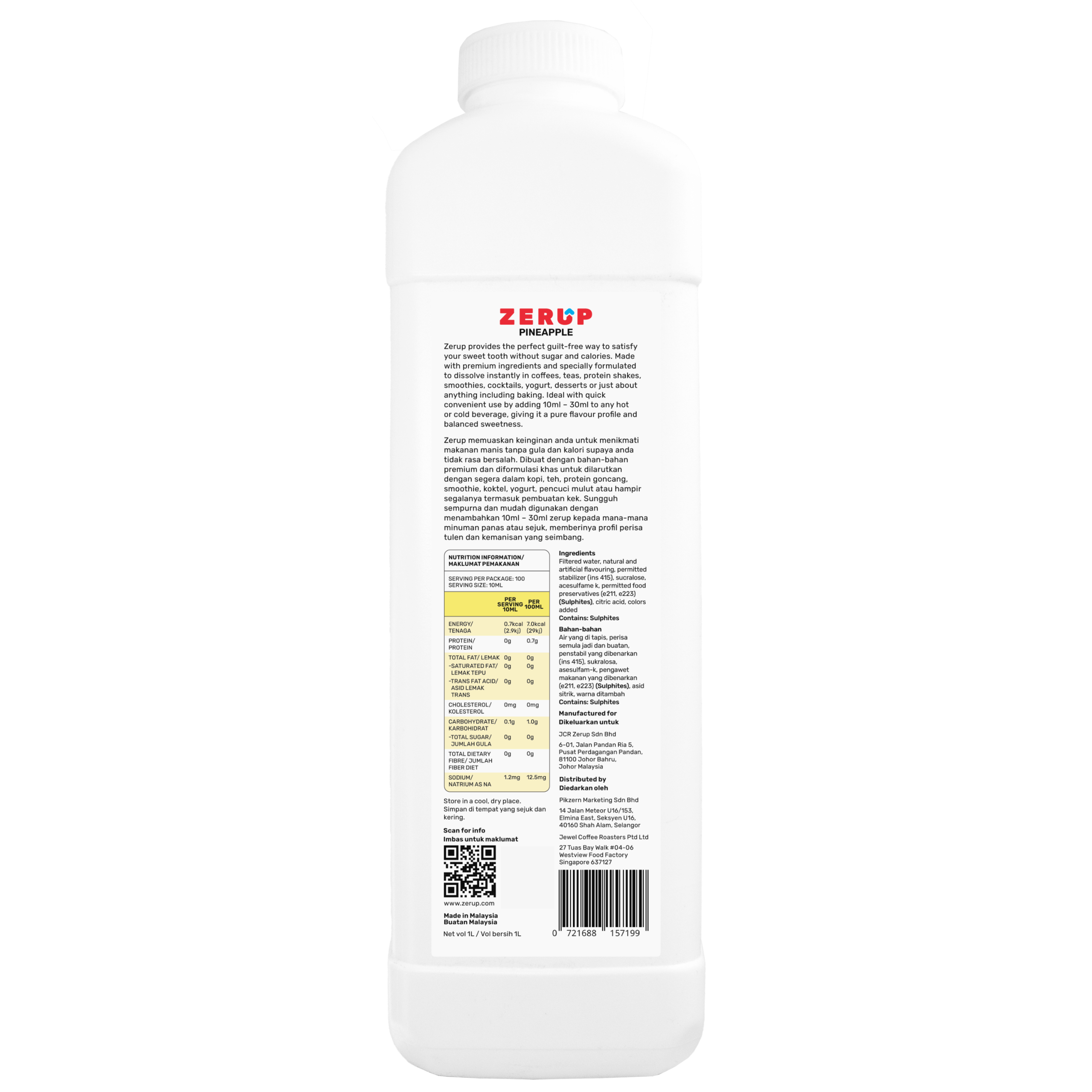 Zerup Zero Sugar Syrup - Pineapple