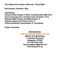 Top Cappuccino instant coffee mix - Choco Malt