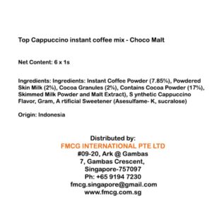 Top Cappuccino Instant Coffee Mix - Choco Malt 6S