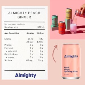 Drink Almighty Sparkling Water - Peach and Ginger 330ML X 6