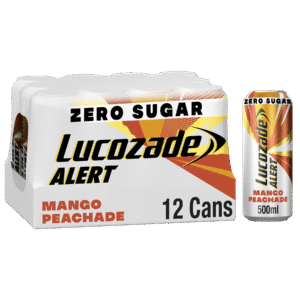 Lucozade Alert Mango Peachade, Zero Sugar, 12x500ml