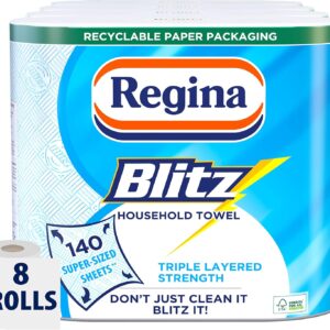 Regina Blitz Household Towel, 560 Super-Sized Sheets, Triple Layered Strength, 8 Count (Pack of 1)