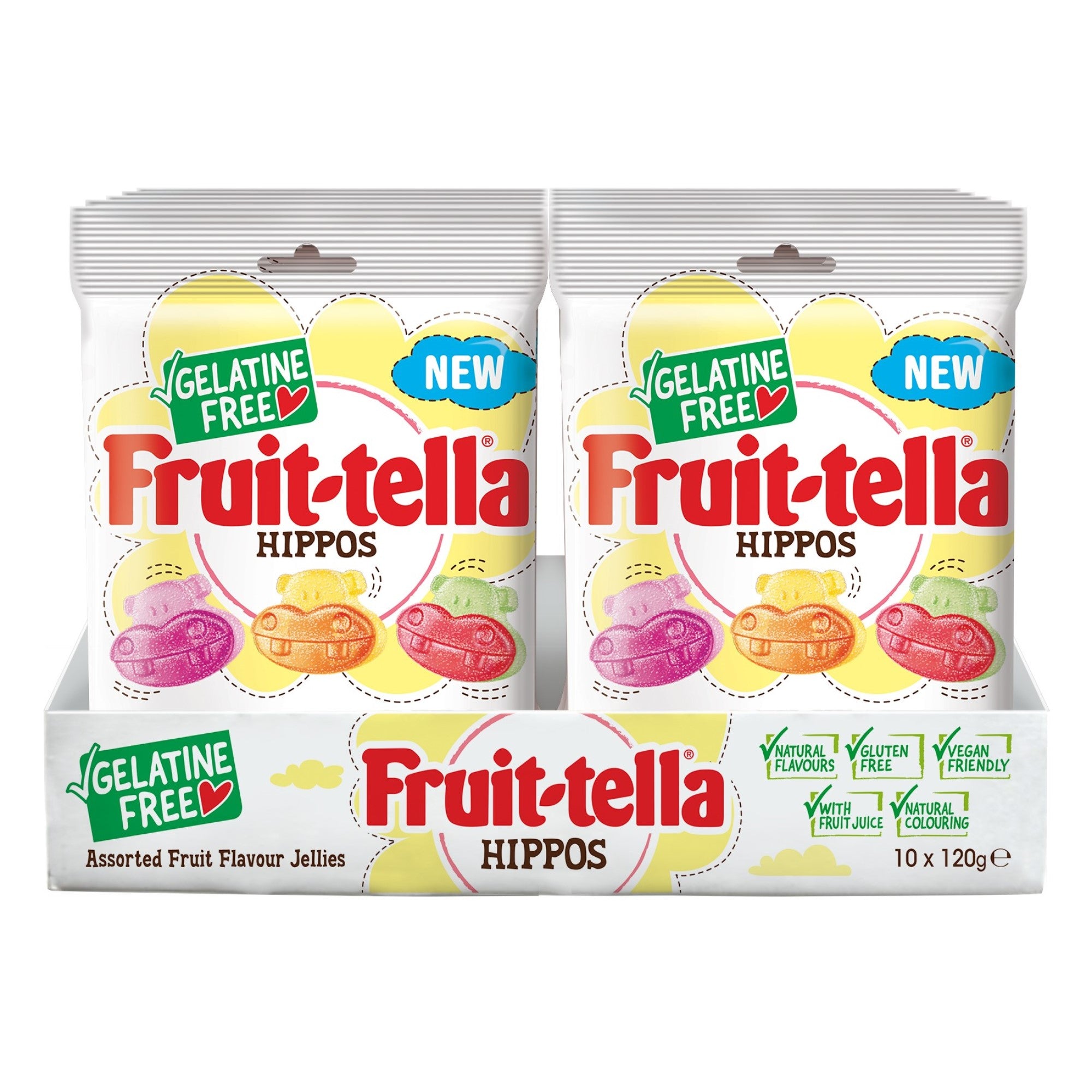 Fruit-tella Hippos, Vegan, Gelatine & Gluten Free 120g (Box of 10)