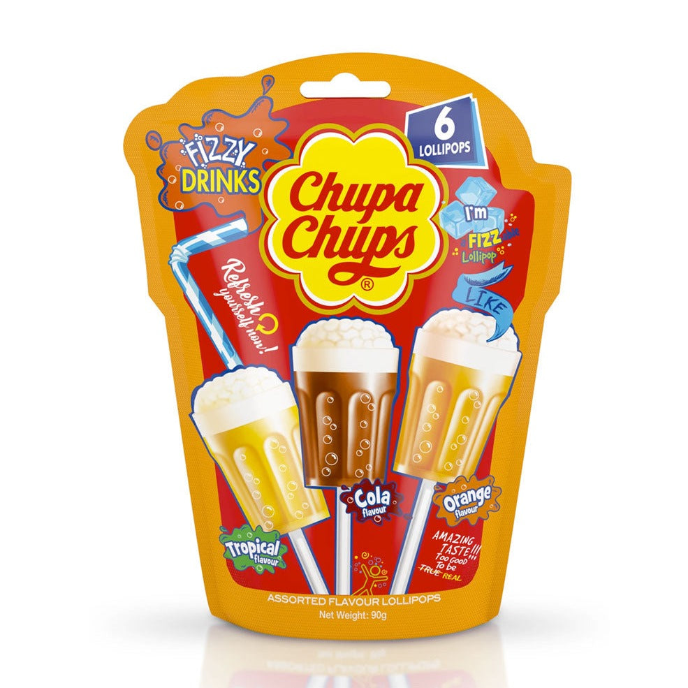 Chupa Chups 3D Fizzy Drinks Lollipops 90g (Box of 8)