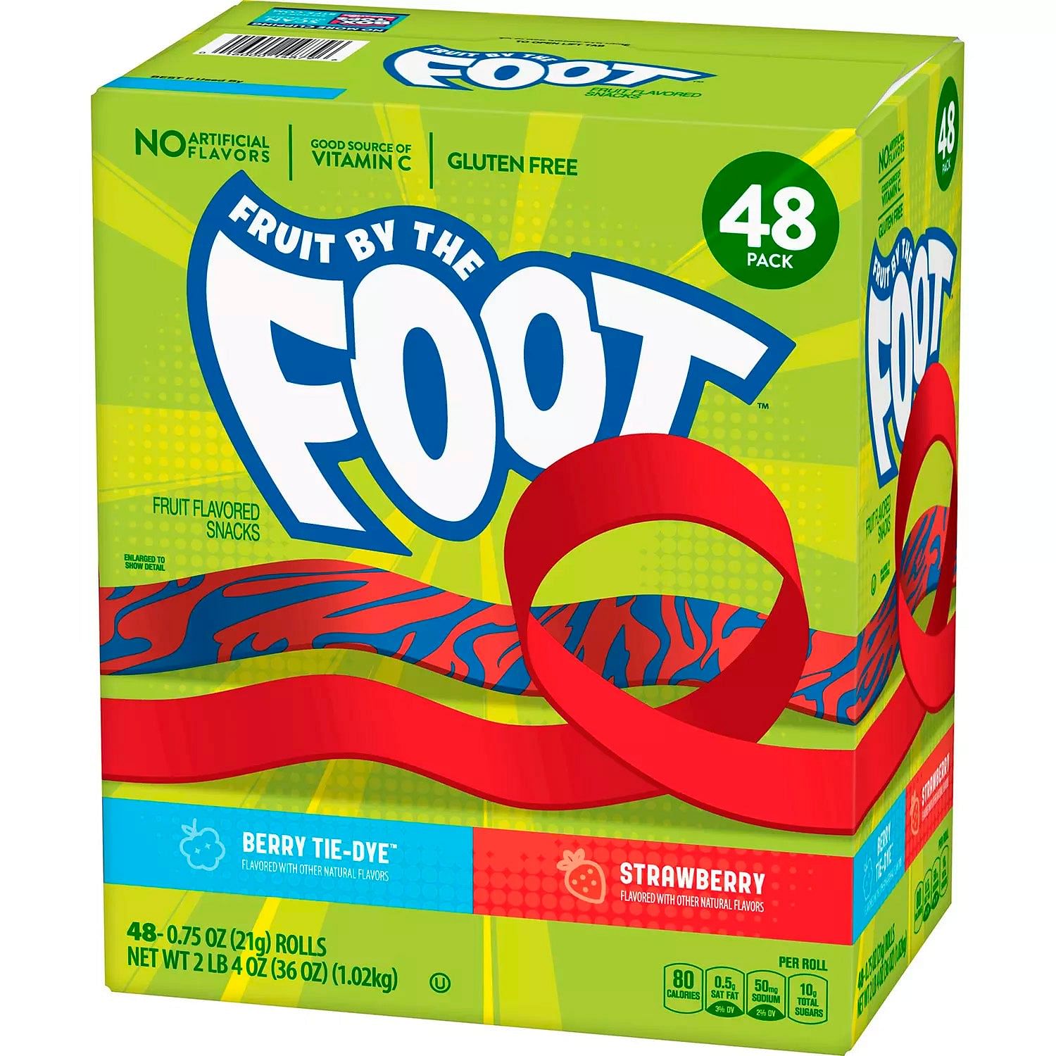 Fruit By The Foot Snacks, Berry Tie-Dye and Strawberry Variety Pack – 48 Ct