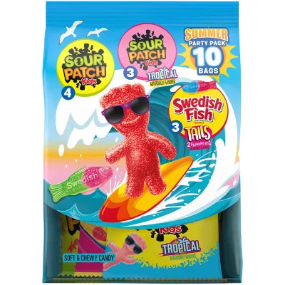 Sour Patch Kids Candy and Swedish Fish Tails Candy Summer Party Variety Pack (10 pk.)