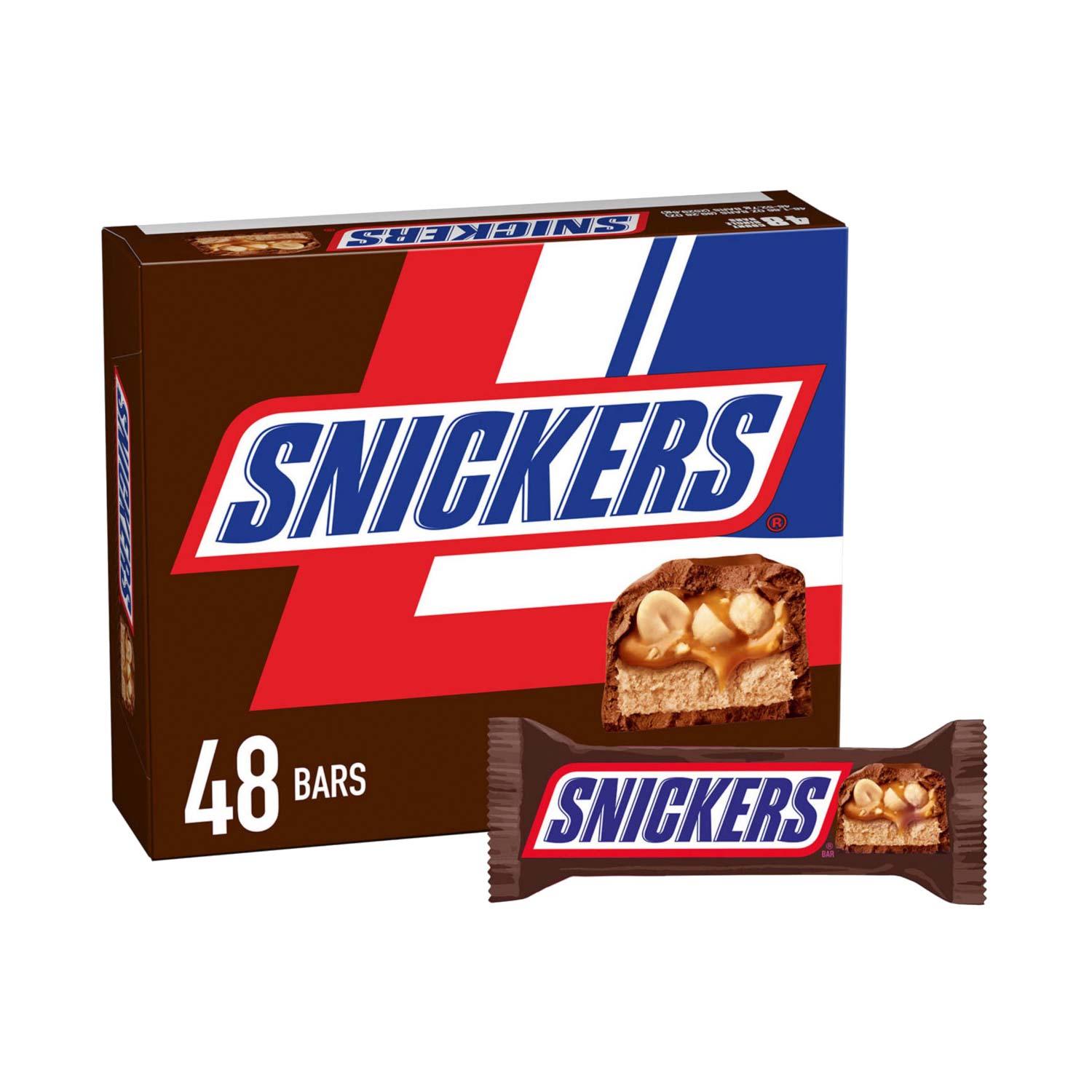 Snickers Chocolate Candy Bars Box - 1.86 Oz - 48 Count, BB 02/24
