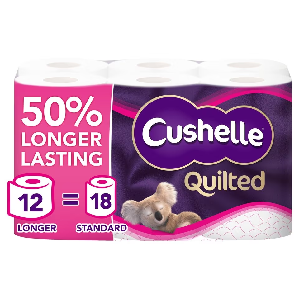 2025 Special Deals - Cushelle Quilted 50% Longer Lasting Toilet Tissue 12 Rolls
