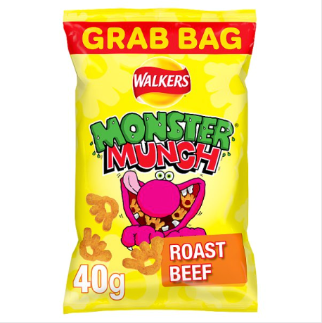 Walkers Monster Munch Roast Beef Snacks Crisps 40g (case of 35)