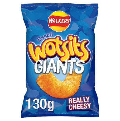 Walkers Wotsits Giants Really Cheesy Sharing Snacks Crisps 130g (case of 9)