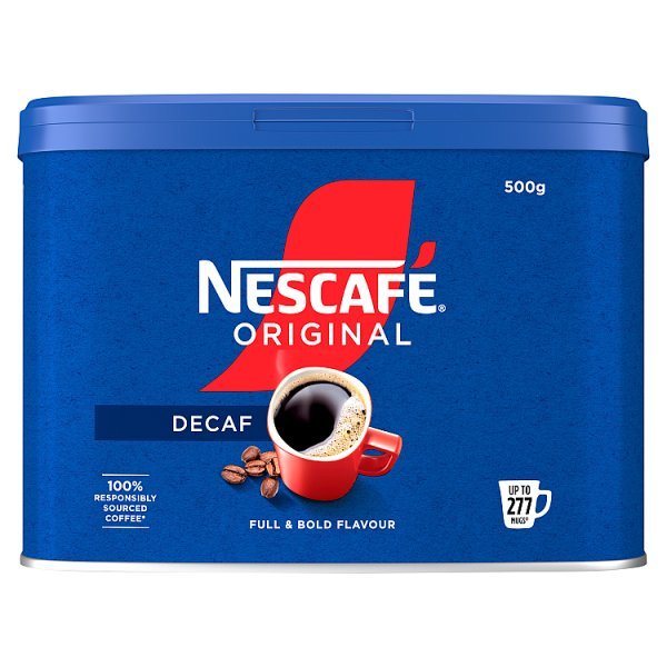 NESCAFE Original Decaf Instant Coffee 500g Tin (Pack of 1)