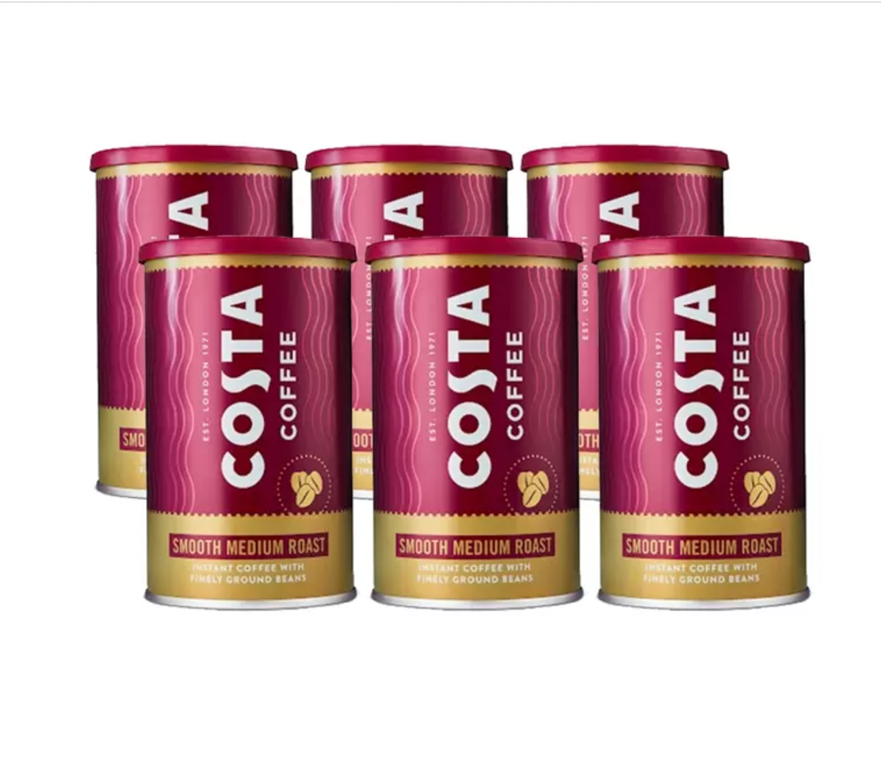 Costa Coffee Smooth Medium Roast Instant Coffee - 6 x 100g