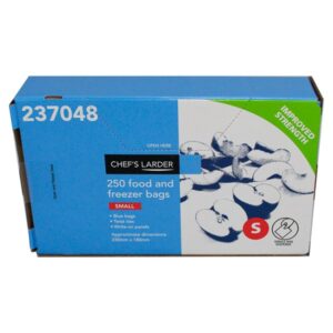 **UNAVAILABLE**  Chef's Larder 250 Food and Freezer Bags Small (Case of 1)