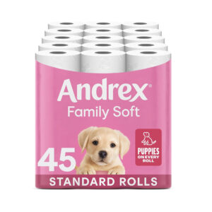 2025 Special Deals - Andrex Family Soft Toilet Tissue - Bulk Pack of 45 Toilet Rolls, FSC Certified